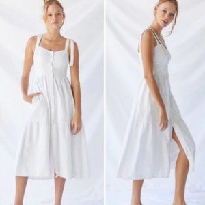 NWT UO Positano Tie Shoulder Midi Dress, White, L